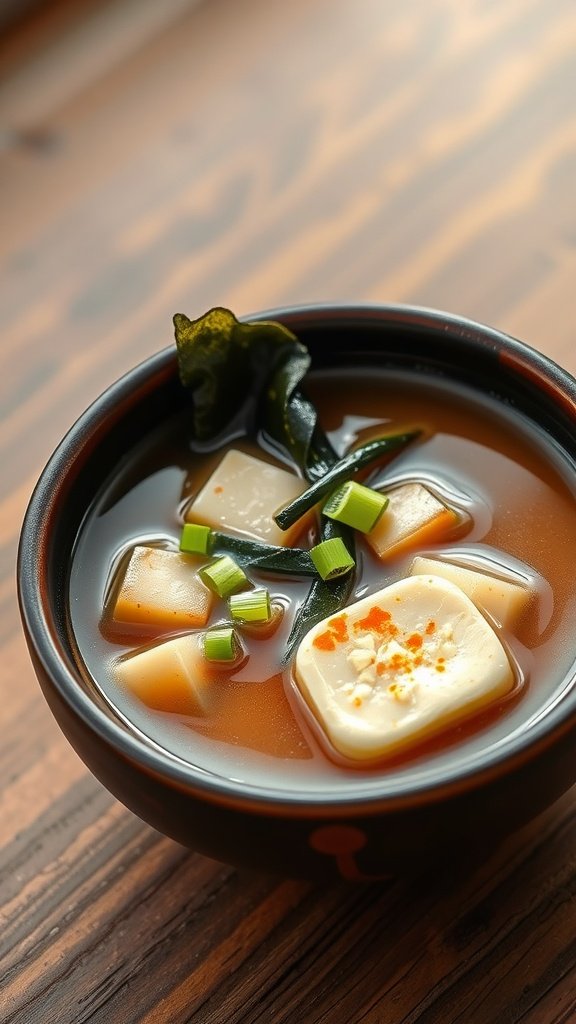 25 Cozy Winter Soups to Warm Your Soul A warm bowl of Asian-inspired miso soup with tofu and seaweed