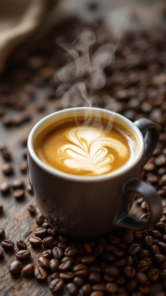 15 Easy Keto Breakfast Ideas for a Delicious Start to Your Day A steaming cup of coffee with a beautiful latte art design. Easy Keto Breakfast Ideas