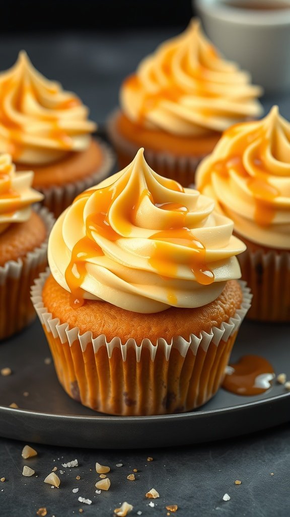 25 Irresistible Valentine's Day Cupcake Ideas to Sweeten Your Celebration Delicious butterscotch pudding cupcakes topped with creamy frosting and drizzled with butterscotch sauce.