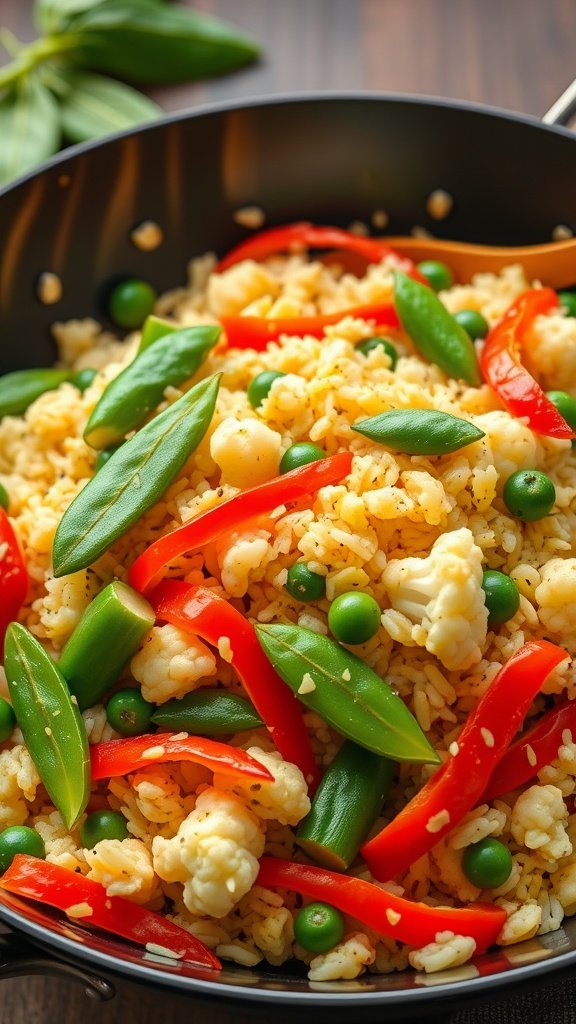 35 High Protein Low Carb Meals You Need to Try A colorful cauliflower rice stir-fry with green peas, red bell peppers, and snap peas. High Protein Low Carb Meals