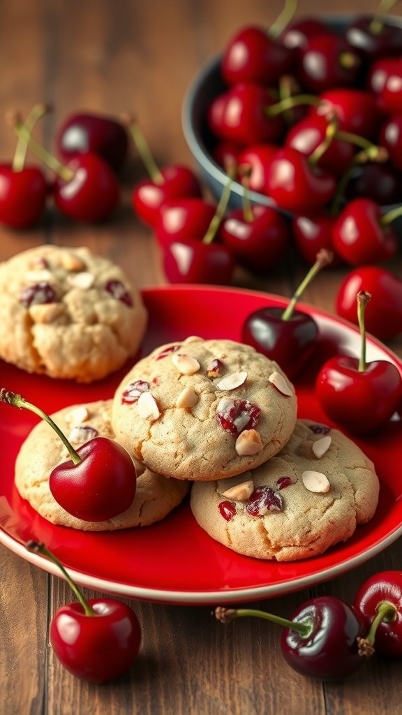 35 Delicious High Protein Cookie Recipes You Need to Try A plate of Cherry Almond Protein Cookies with fresh cherries