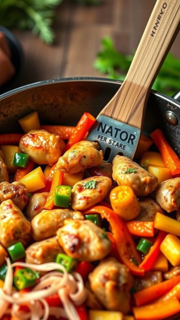 35 High Protein Low Carb Meals You Need to Try A colorful chicken and vegetable stir-fry dish.