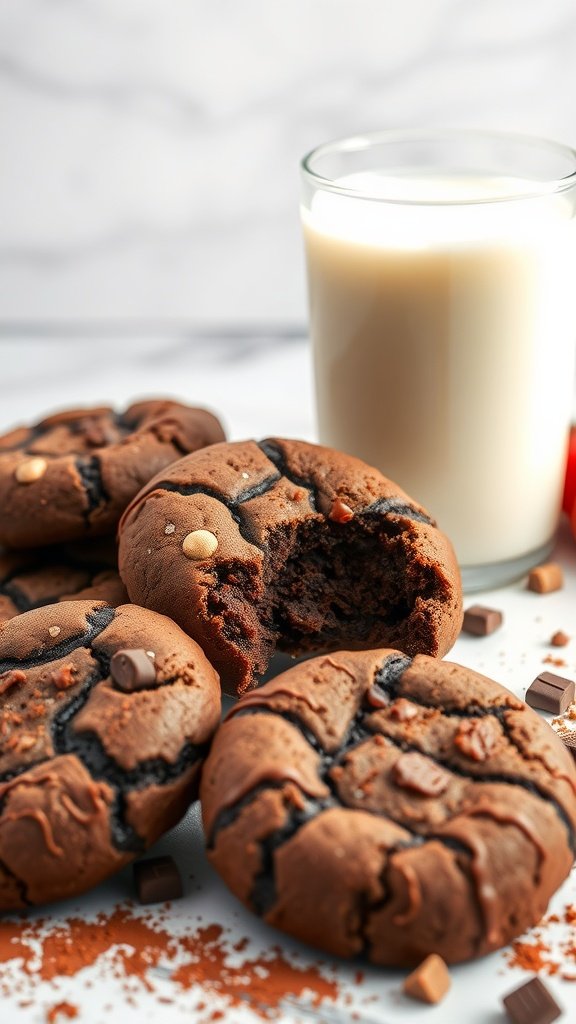 35 Irresistible Hot Chocolate Cookies Recipes to Warm Your Heart Delicious chili chocolate hot cocoa cookies stacked with a glass of milk