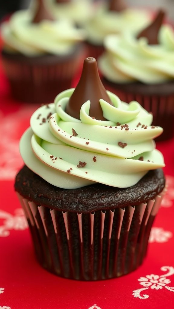 25 Irresistible Valentine's Day Cupcake Ideas to Sweeten Your Celebration Chocolate mint kiss cupcakes with green frosting and chocolate kiss on top. Valentine's Day Cupcake