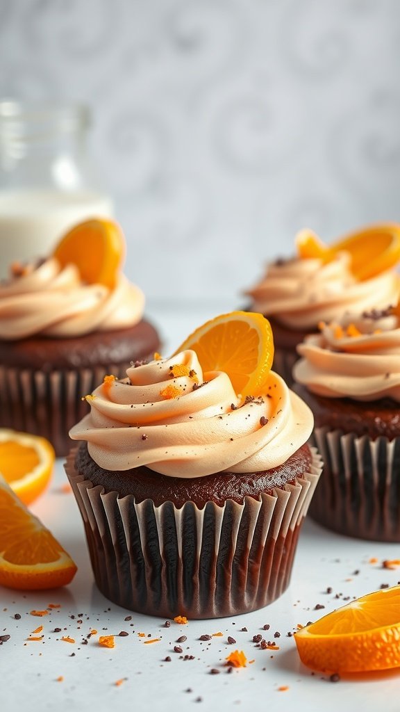 25 Irresistible Valentine's Day Cupcake Ideas to Sweeten Your Celebration Chocolate Orange Zest cupcakes decorated with orange slices and zest. Valentine's Day Cupcake