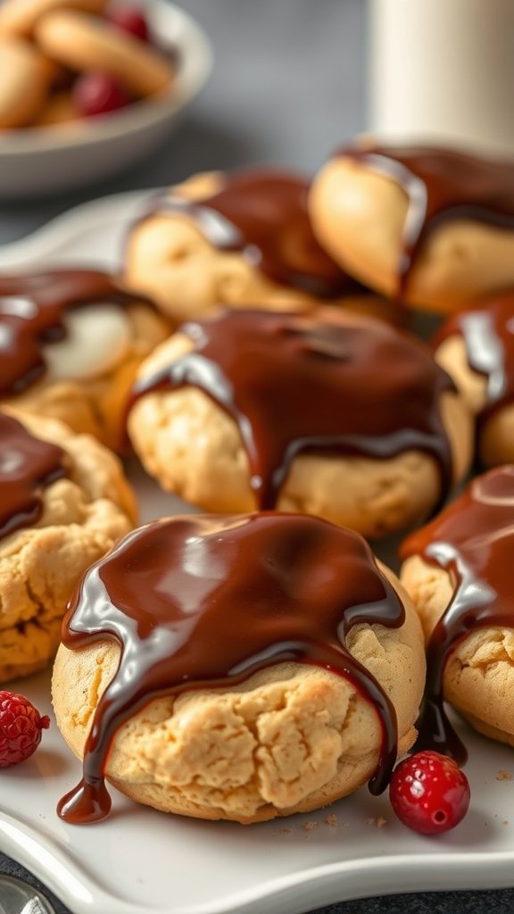 35 Irresistible Hot Chocolate Cookies Recipes to Warm Your Heart Delicious cream cheese filled hot chocolate cookies topped with chocolate drizzle and garnished with berries.