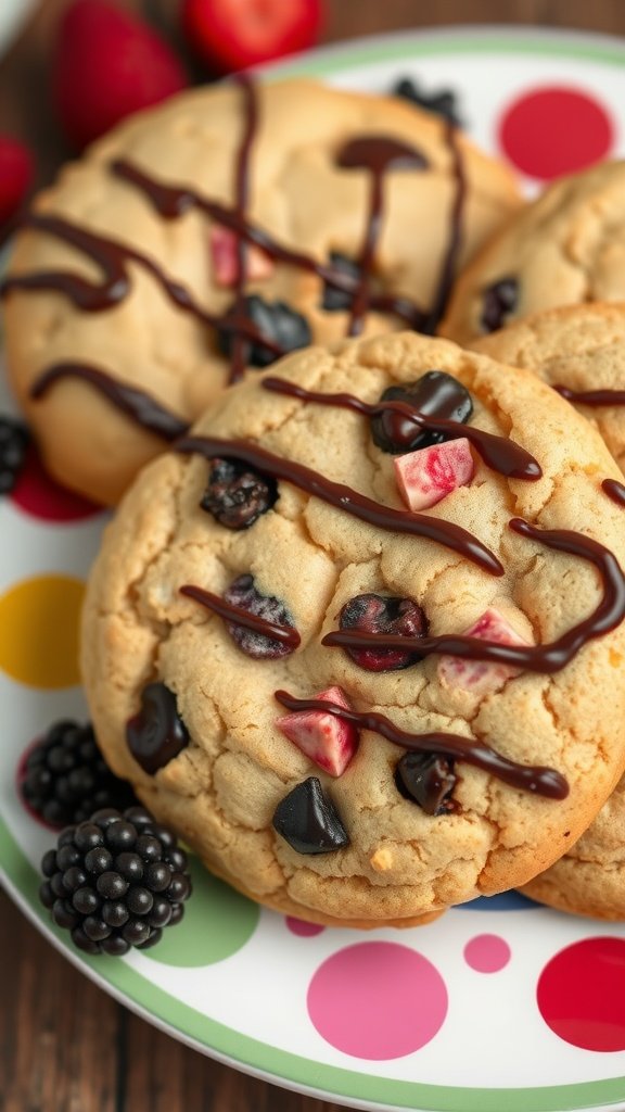 35 Irresistible Hot Chocolate Cookies Recipes to Warm Your Heart Delicious fruity mixed berry hot chocolate cookies on a colorful plate.