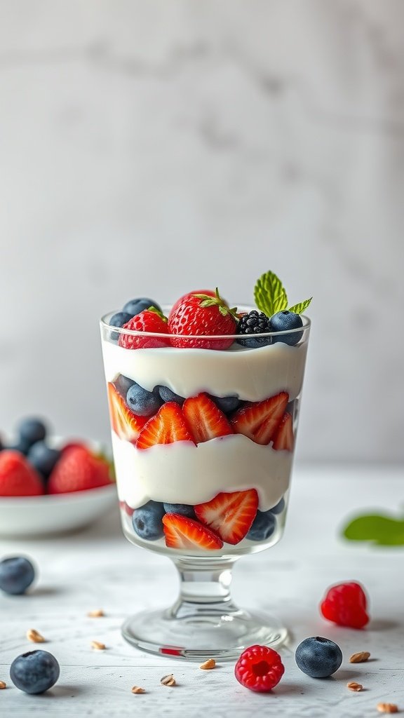 35 High Protein Low Carb Meals You Need to Try A delicious Greek yogurt parfait layered with fresh berries and mint. High Protein Low Carb Meals