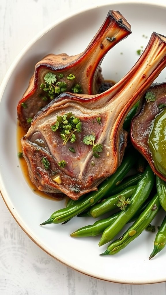 35 High Protein Low Carb Meals You Need to Try Herbed lamb chops served with green beans