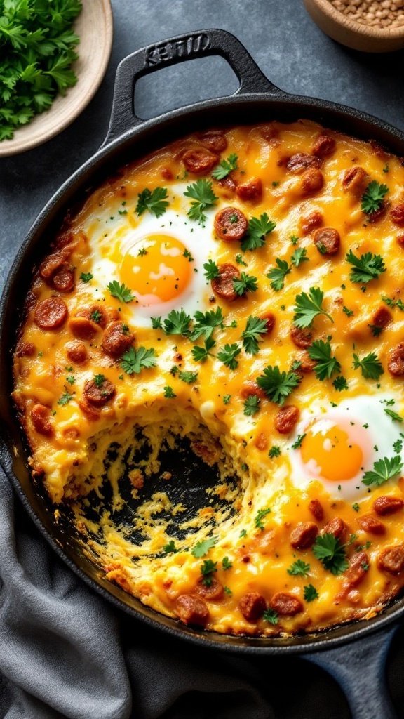 15 Easy Keto Breakfast Ideas for a Delicious Start to Your Day A delicious keto breakfast casserole with eggs and sausage.