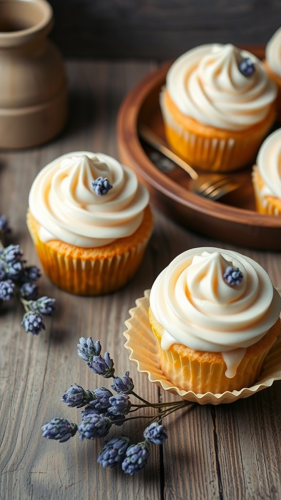 25 Irresistible Valentine's Day Cupcake Ideas to Sweeten Your Celebration Lavender Honey Vanilla cupcakes with creamy frosting and lavender decoration. Valentine's Day Cupcake