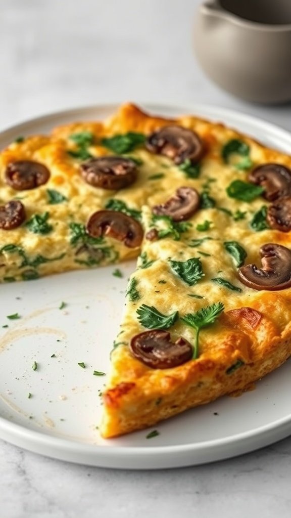 35 High Protein Low Carb Meals You Need to Try A delicious mushroom and spinach frittata served on a plate.