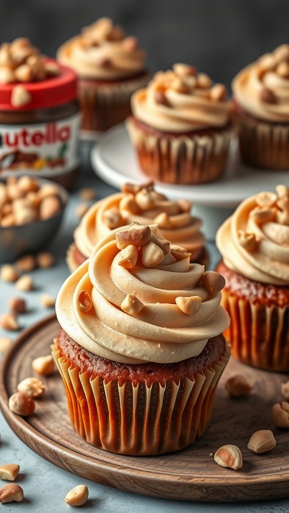 25 Irresistible Valentine's Day Cupcake Ideas to Sweeten Your Celebration Delicious Nutella hazelnut cupcakes topped with creamy frosting and hazelnuts