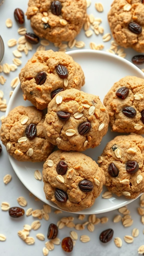 35 Delicious High Protein Cookie Recipes You Need to Try High protein oatmeal raisin cookies on a plate