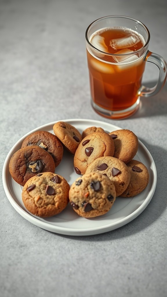 35 Delicious High Protein Cookie Recipes You Need to Try Plate of protein cookies with a glass of iced tea