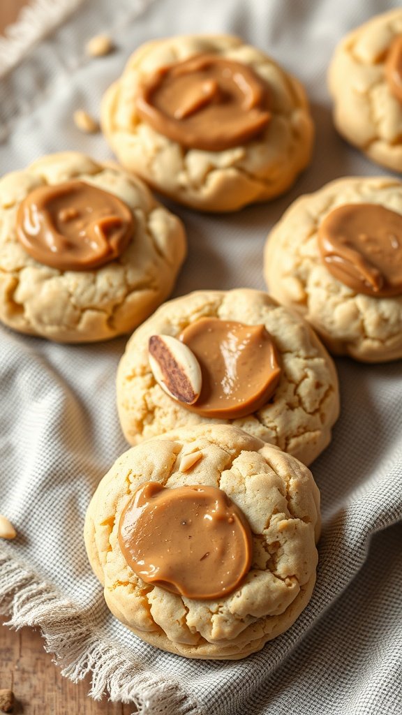 35 Delicious High Protein Cookie Recipes You Need to Try Delicious protein cookies topped with creamy nut butter on a textured surface.