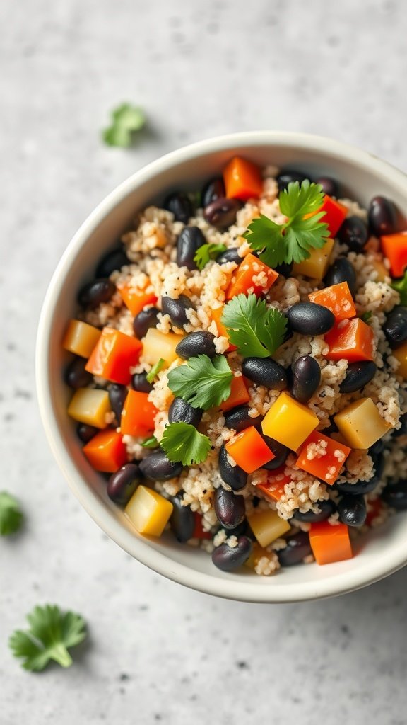 35 High Protein Low Carb Meals You Need to Try A colorful quinoa and black bean salad with bell peppers and cilantro.