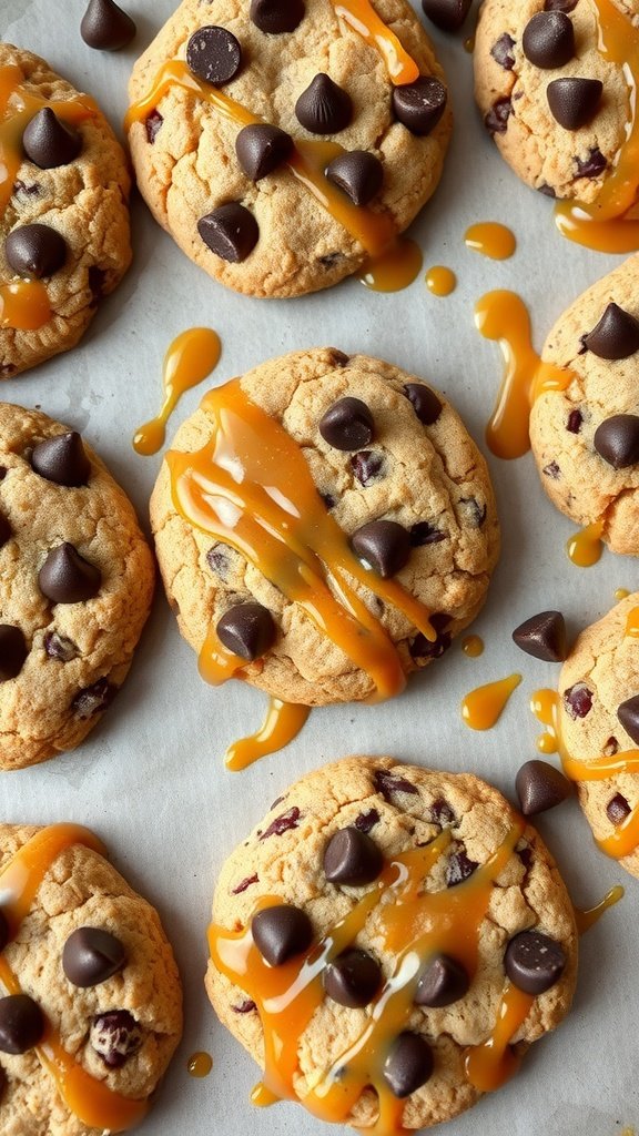 35 Irresistible Hot Chocolate Cookies Recipes to Warm Your Heart Salted caramel hot chocolate chip cookies with chocolate chips and caramel drizzle