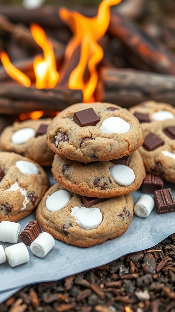 35 Delicious High Protein Cookie Recipes You Need to Try Delicious s'mores protein cookies stacked with chocolate and marshmallows