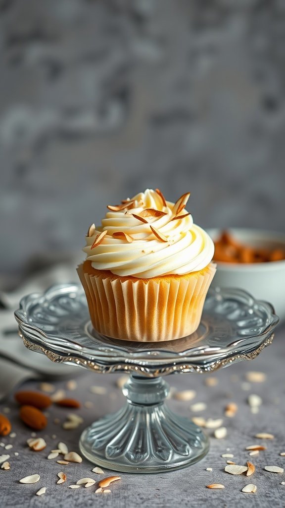 25 Irresistible Valentine's Day Cupcake Ideas to Sweeten Your Celebration Delicious vanilla almond cupcakes topped with creamy frosting and almond slices. Valentine's Day Cupcake