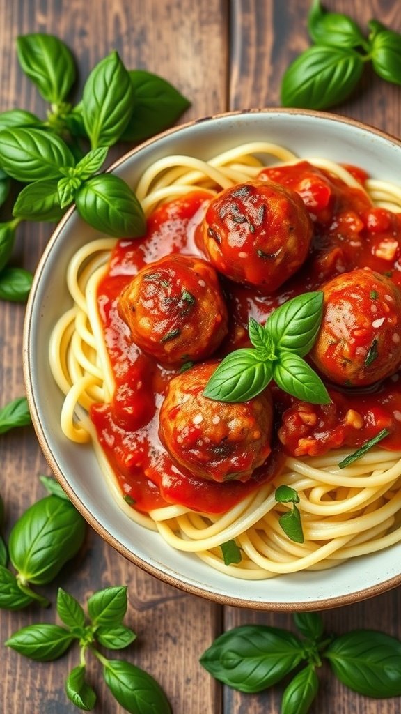 35 High Protein Low Carb Meals You Need to Try A bowl of zucchini noodles topped with turkey meatballs and marinara sauce, garnished with fresh basil. High Protein Low Carb Meals.