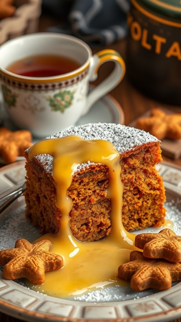 Moist Warm Gingerbread Cake with Butter Sauce Gingerbread Cake with Butter Sauce