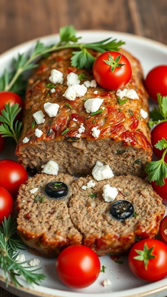 35 Best Meatloaf Recipes to Satisfy Your Cravings Mediterranean meatloaf with feta and olives served with cherry tomatoes