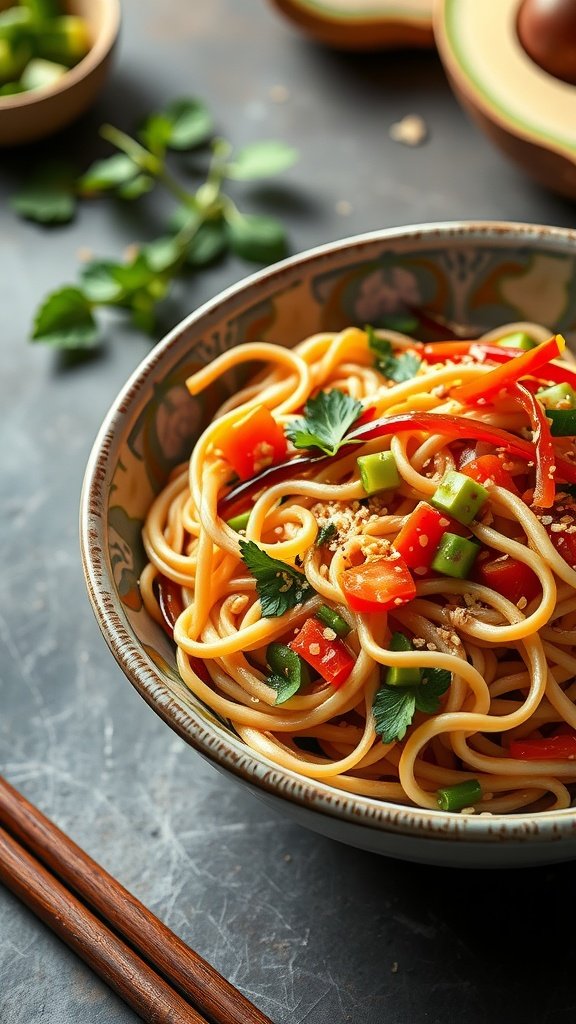 35 Delicious Salad Recipes You Need to Try A colorful bowl of Asian sesame noodle salad with vegetables