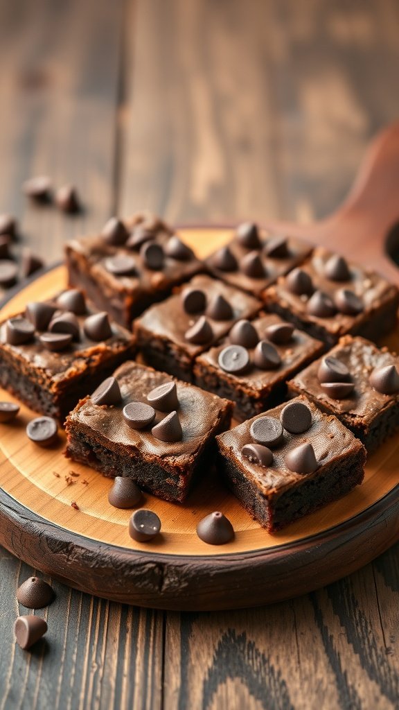 29 Irresistible Mini Desserts Perfect for Any Party Chocolate chip brownie bites served on a wooden platter. Mini desserts for parties