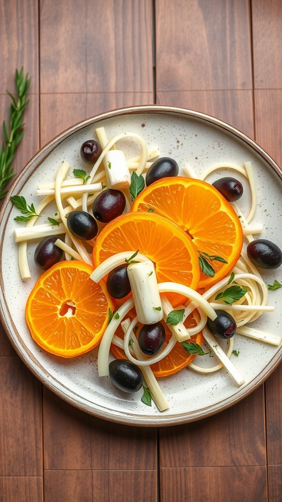 35 Delicious Salad Recipes You Need to Try Fennel and orange salad with olives on a plate