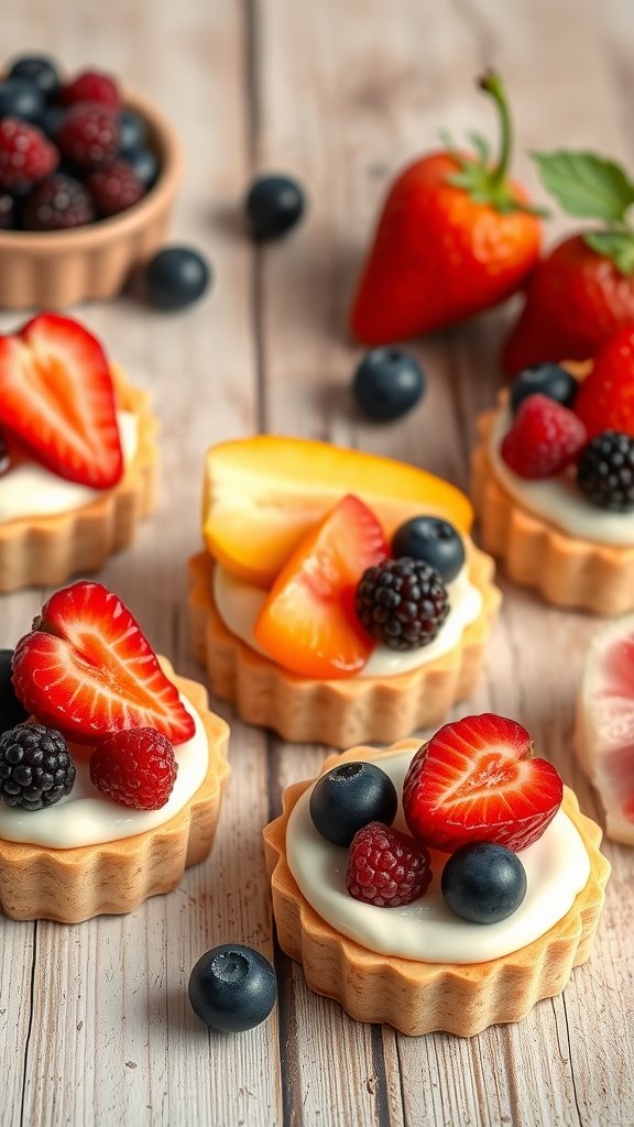 29 Irresistible Mini Desserts Perfect for Any Party Delicious mini fruit tartlets with pastry cream topped with fresh berries and fruits.