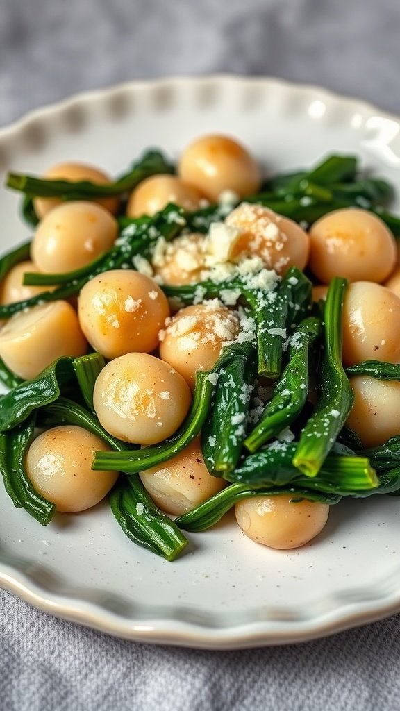 35 Delectable Gnocchi Recipes to Satisfy Your Cravings A plate of gnocchi with spinach and Parmesan cheese