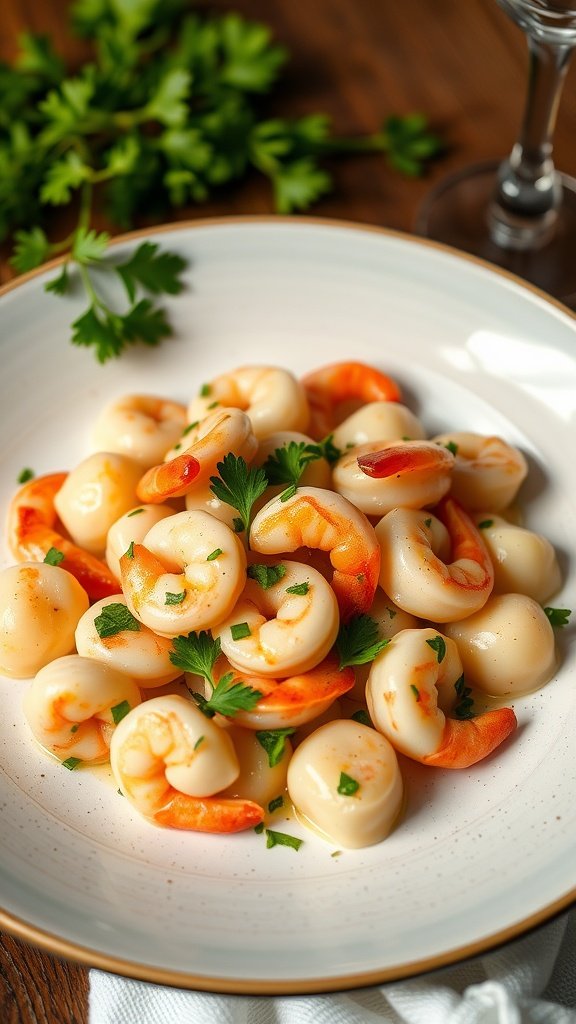 35 Delectable Gnocchi Recipes to Satisfy Your Cravings A serving of gnocchi with shrimp garnished with parsley.
