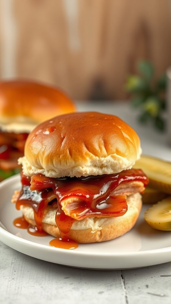 35 Irresistible Ham and Cheese Slider Recipes You’ll Love Delicious maple glazed ham sliders on a plate