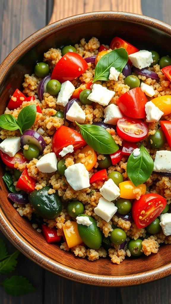 35 Delicious Salad Recipes You Need to Try Mediterranean Quinoa Salad with Feta in a wooden bowl