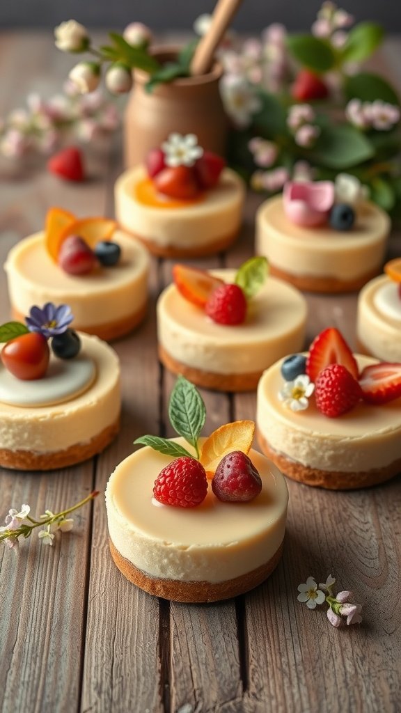 29 Delightful Mini Desserts Perfect for Weddings Mini cheesecakes topped with fresh fruits and edible flowers. Mini desserts for weddings