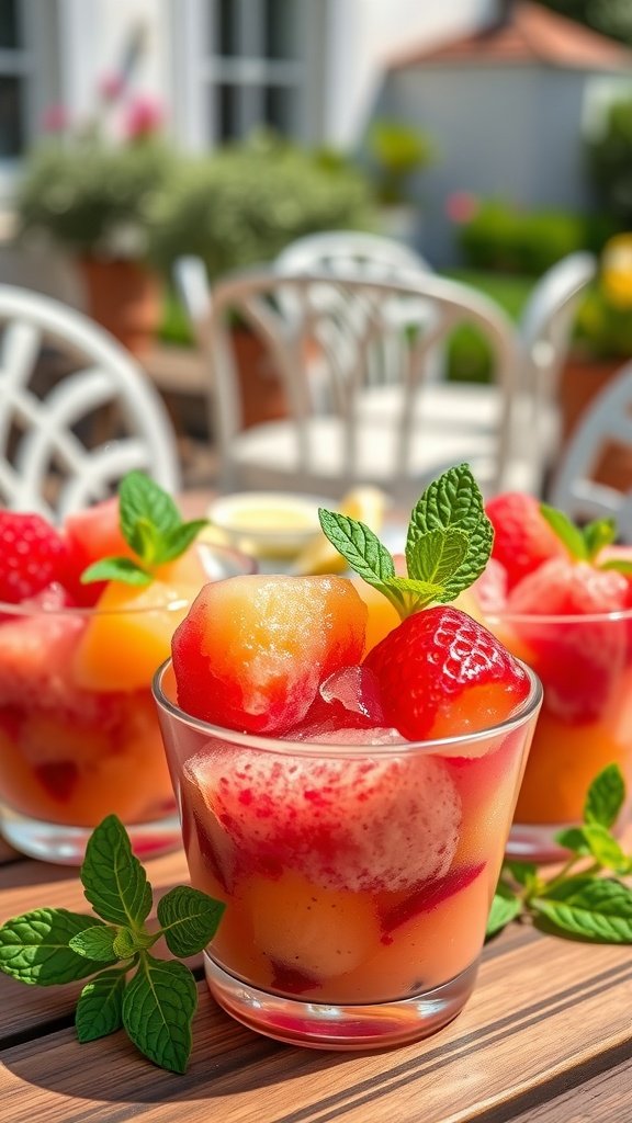 29 Irresistible Mini Desserts Perfect for Any Party Mini Fruit Sorbet Cups with fresh fruits and mint garnish