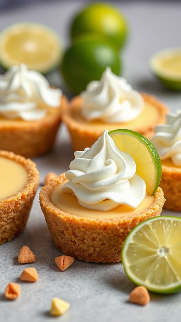 29 Irresistible Mini Desserts You Need to Try Mini Key Lime Pies topped with whipped cream and lime slices