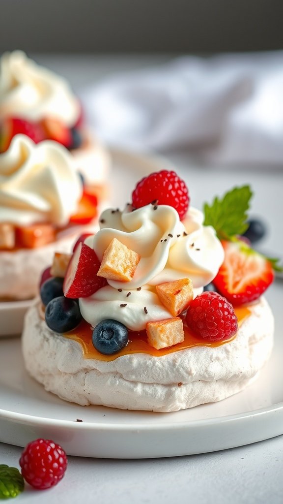 29 Irresistible Mini Desserts You Need to Try Mini Pavlovas topped with whipped cream and fresh berries