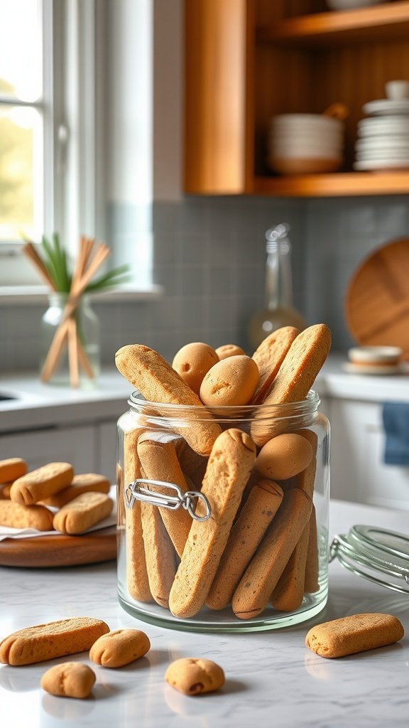 29 Irresistible Mini Desserts You Need to Try A jar filled with petite biscotti, neatly arranged and ready to enjoy.