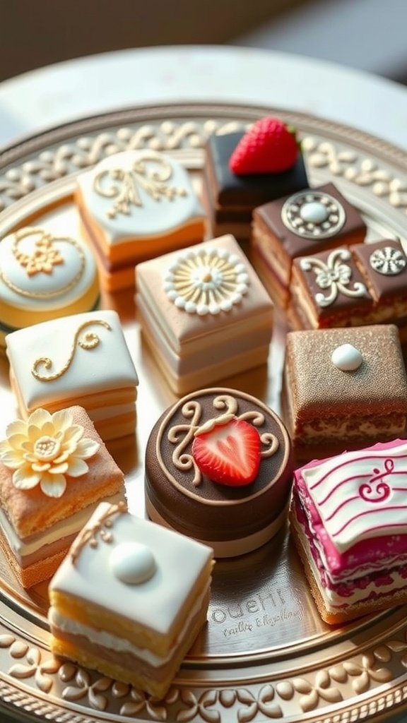 29 Delightful Mini Desserts Perfect for Weddings Assorted petite fours decorated elegantly for a wedding. Mini desserts for weddings