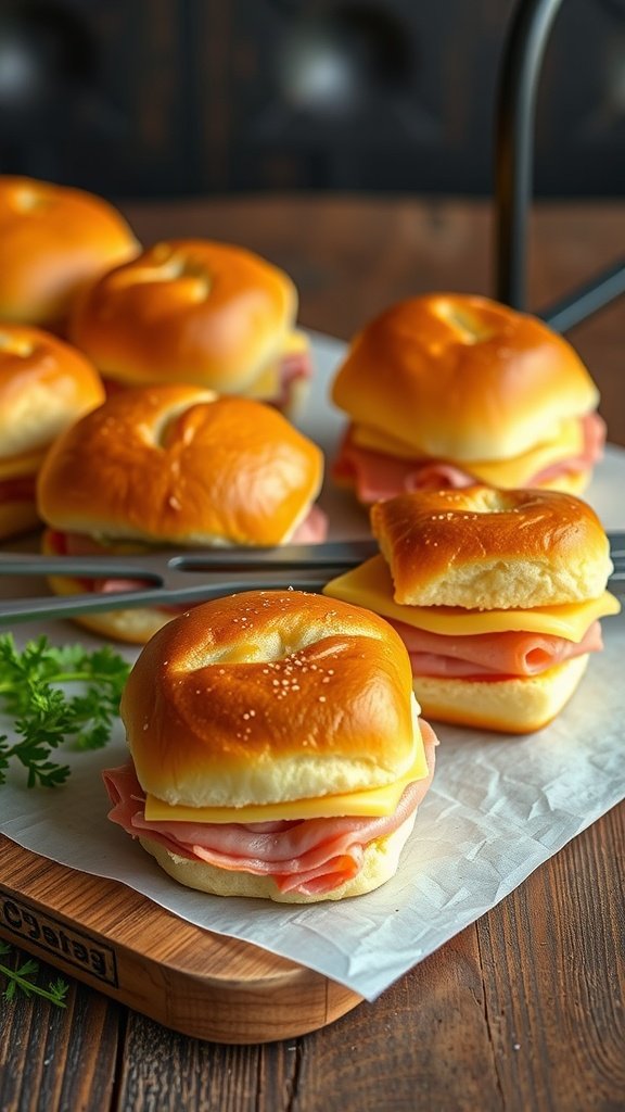 35 Irresistible Ham and Cheese Slider Recipes You’ll Love Savory ham and cheese puff pastry sliders on a wooden board