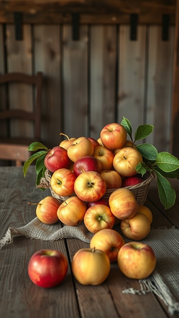 35 Stunning Apple Wallpapers for Your Device A basket of fresh apples on a rustic farm table
