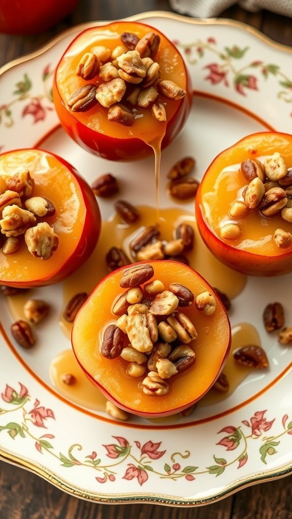 35 Stunning Apple Wallpapers for Your Device Baked apples with nuts and honey drizzle on a decorative plate