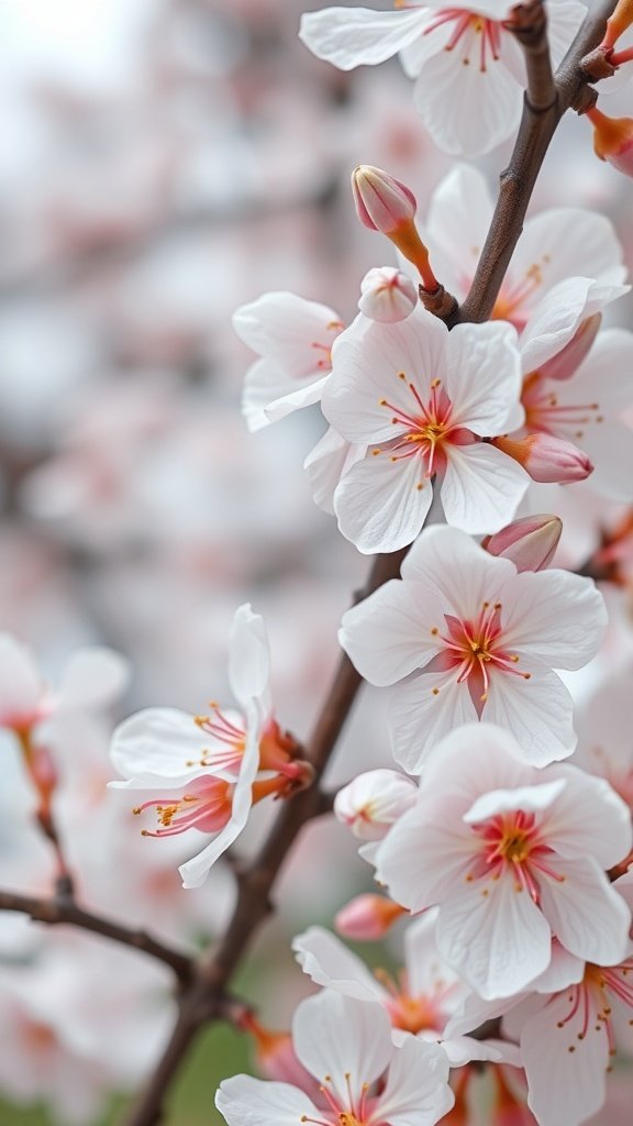 25 Stunning Cherry Wallpaper Designs for Your Phone Close-up of cherry blossom flowers with soft pink and white petals