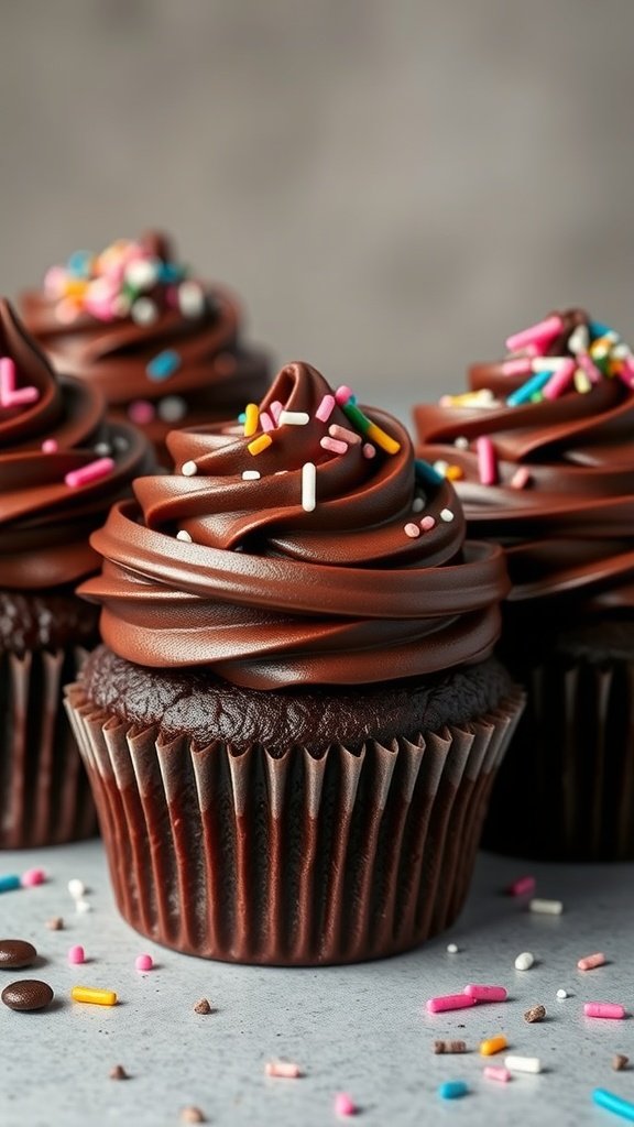 25 Creative Gender Reveal Cupcake Ideas to Celebrate Your Baby's Arrival Chocolate gender reveal cupcakes with colorful sprinkles