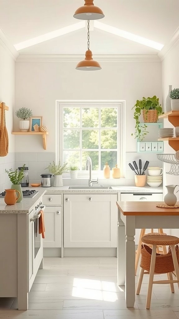 50 Creative Tiny Cottage Kitchen Ideas for Space-Savvy Living A bright and airy tiny cottage kitchen featuring light colors, natural light, and cheerful decor.