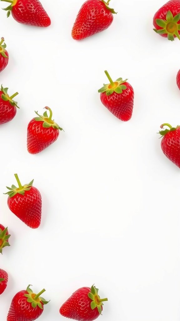 35 Stunning Strawberry Wallpaper Designs for a Fresh Look Minimalist strawberry wallpaper with strawberries on a white background