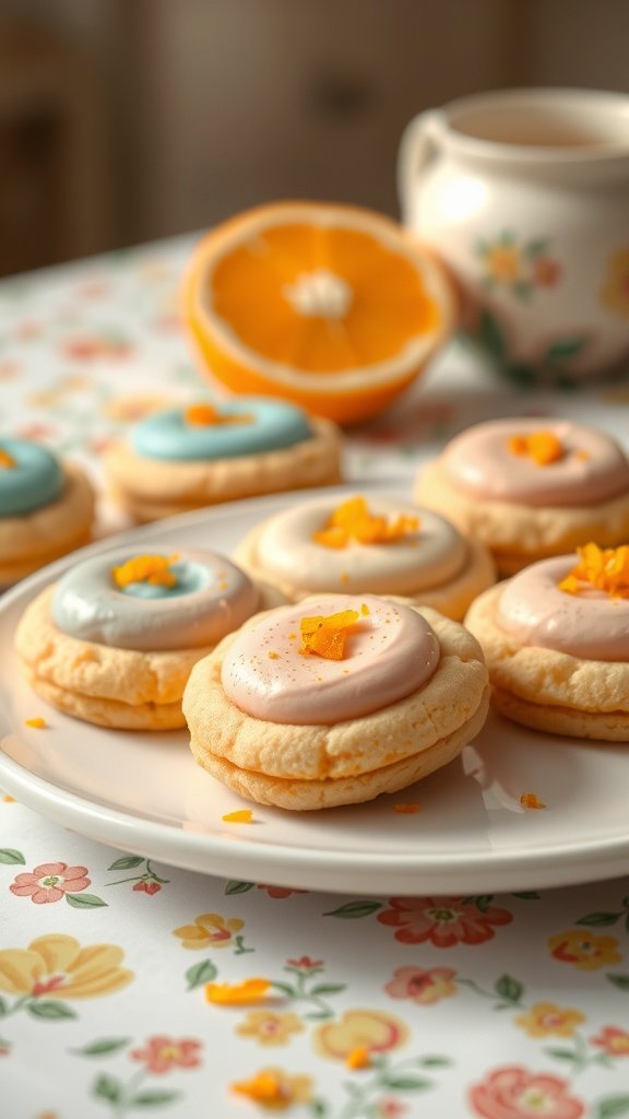 25 Creative Gender Reveal Cookie Ideas to Celebrate Your Big News Plate of colorful orange creamsicle cookies with frosting and orange slices