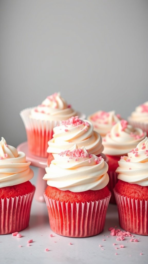 25 Creative Gender Reveal Cupcake Ideas to Celebrate Your Baby's Arrival Pink velvet cupcakes with white frosting and pink sprinkles